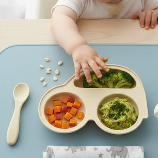 assiette bebe ventouse antidérapante multicompartiments beige