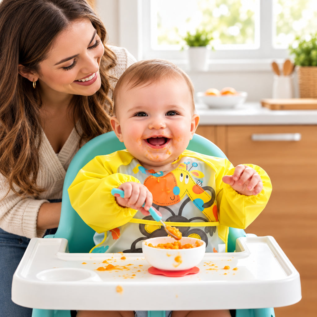 Bavoir bébé avec manche jaune