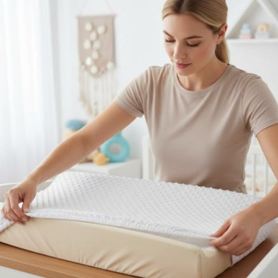 Housse matelas à langer gris antidérapente