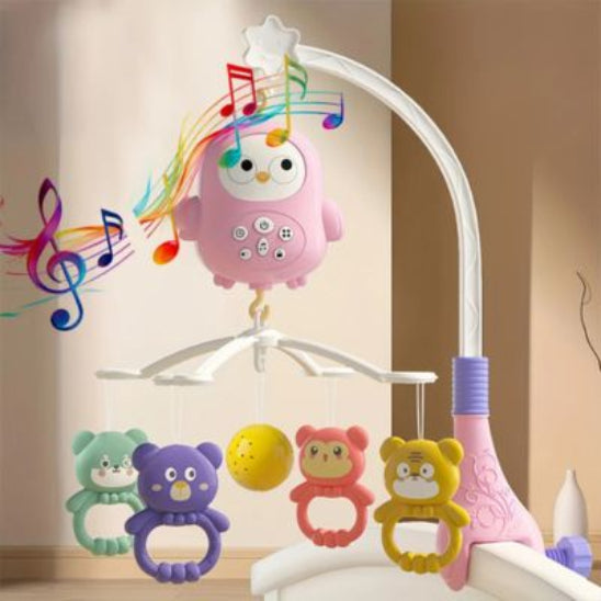mobile bebe lumineux rose