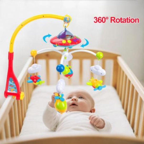 mobile bebe musical lumineux avec rotation 360 degrés
