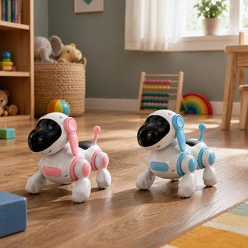 Robot chien rose et bleu