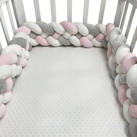 tour de lit bebe rose et gris