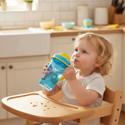 Verre bebe bébé boit seul dans oblet