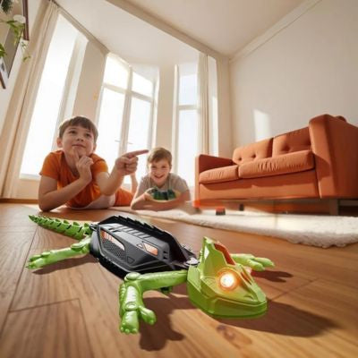 jouet avion lézard vert noir