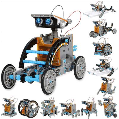 kit 12 en 1 jouet robot solaire