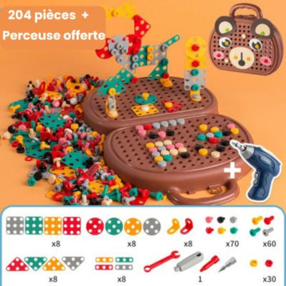 La boite a outils Montessori avec perceuse