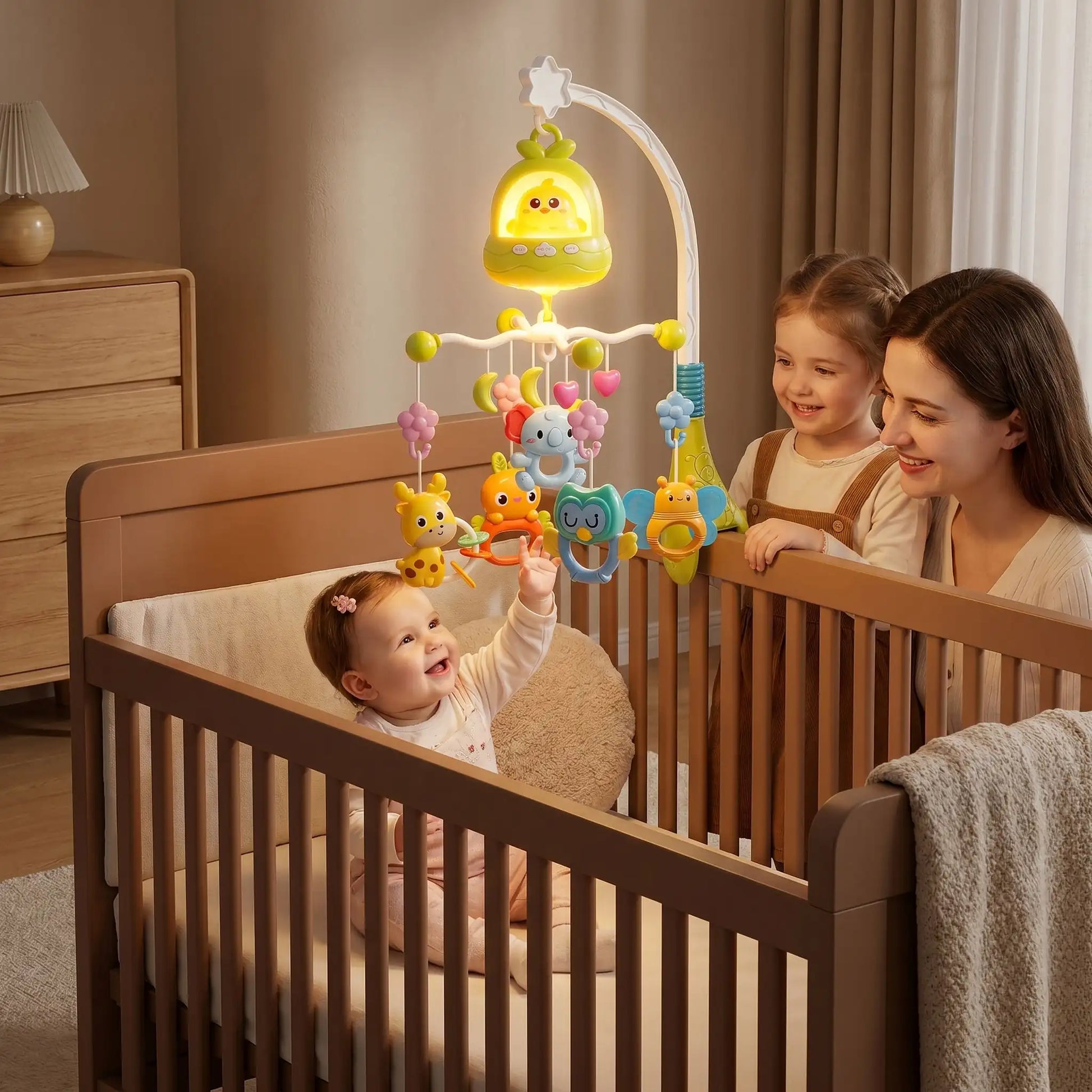Mobile bebe musical lumineux vert
