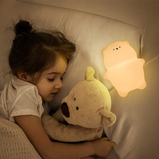 Veilleuse bebe ours mignon en silicone doux pour rassurer bébé la nuit