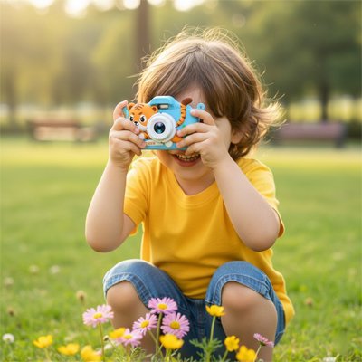Appareil photo enfant bleu tigre