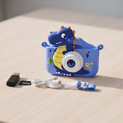 Appareil photo pour enfant-crocodile-bleu