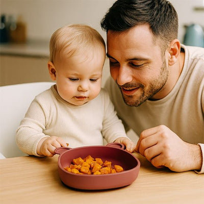 Assiette bébé ventouse bordeaux