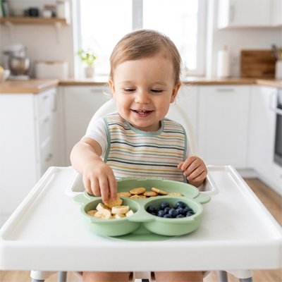assiette bebe ventouse antidérapante  pour favoriser l'autonomie