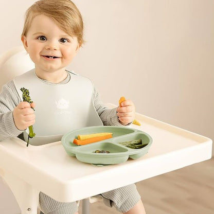 Assiette bebe vert repas sereines