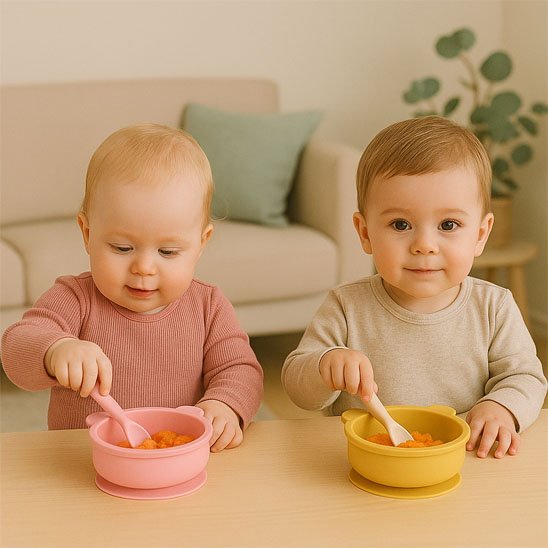 assiette pour bebe jumeaux s'alimenter seuls