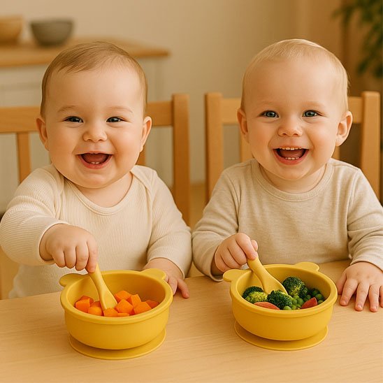 Assiette pour bebe couleur moutarde