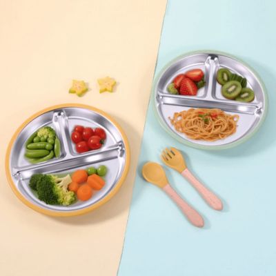 assiette bebe ventouse antidérapante  multicompartiments pour les fruits et légumes