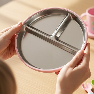 assiette bebe ventouse antidérapante  multicompartiments rose