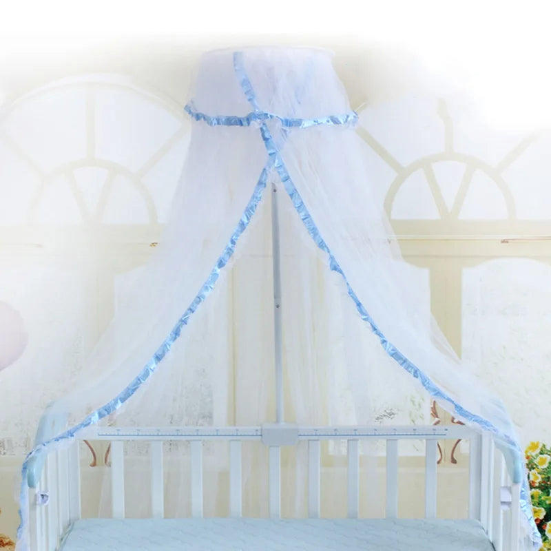moustiquaire ciel de lit bébé bleu rose blanc sommeil paisible