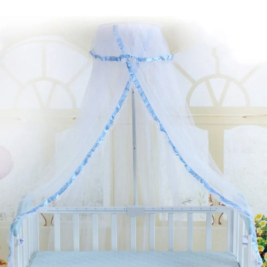 moustiquaire ciel de lit bébé bleu rose blanc sommeil paisible