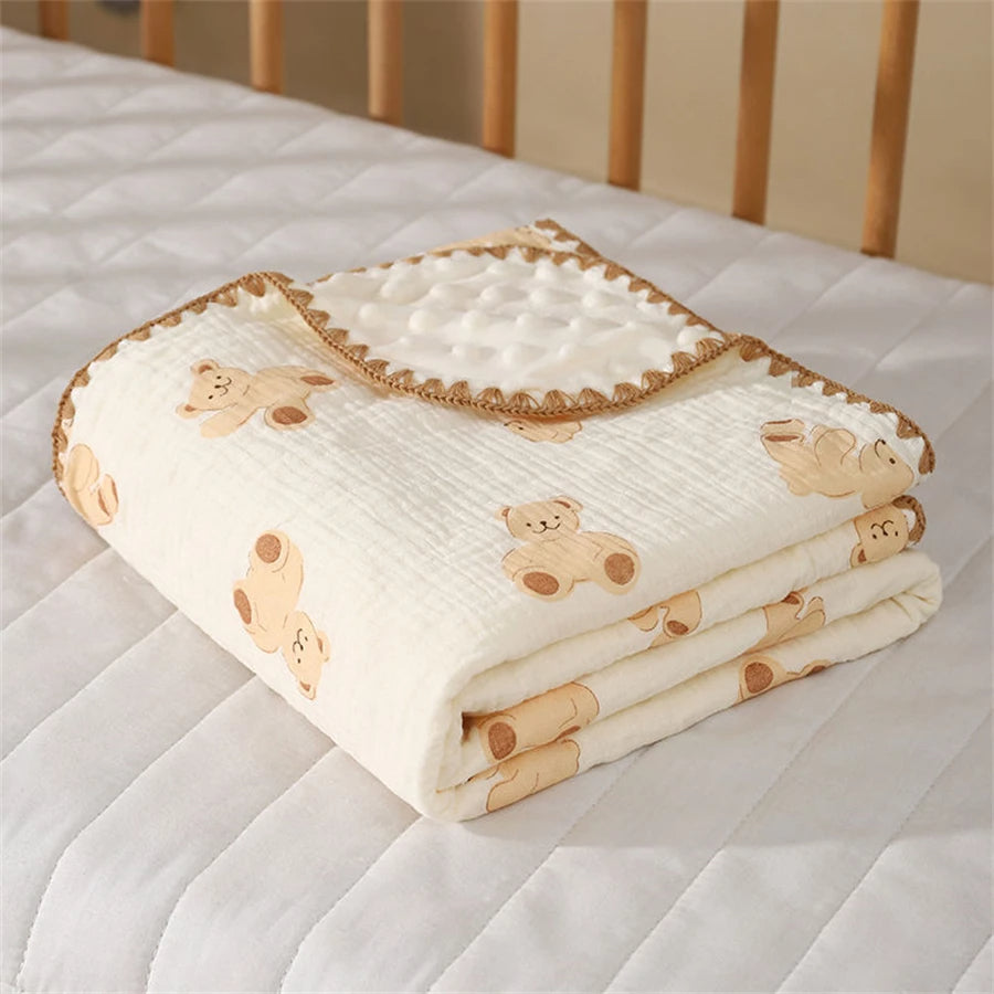 couverture chaude bebe ours beige assis