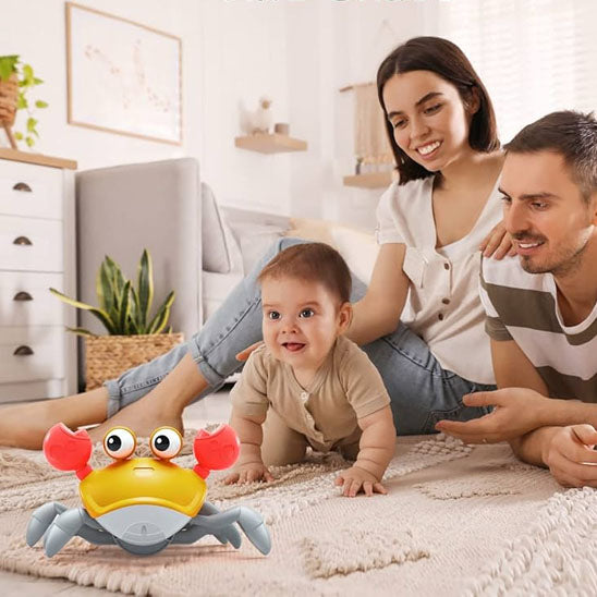 crabe jouet bebe gris et jaune