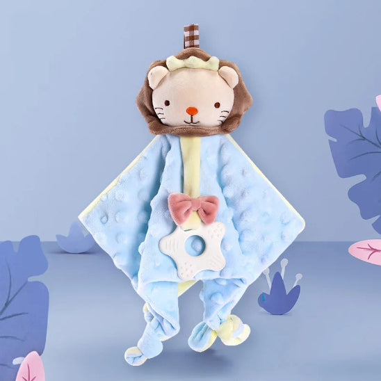 doudou bebe peluche bleu lion