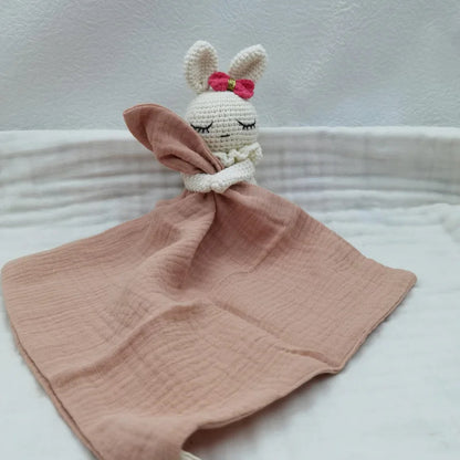 doudou bebe lapin avec couverture marron