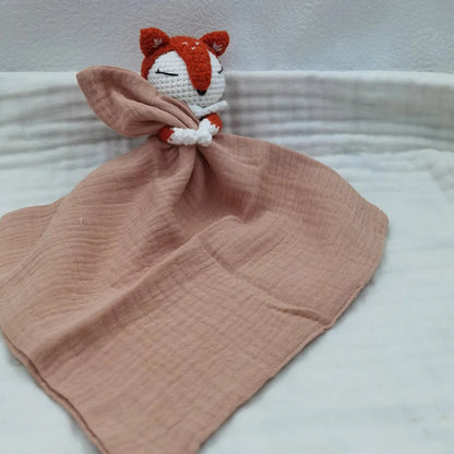 doudou bebe renard couverture marron