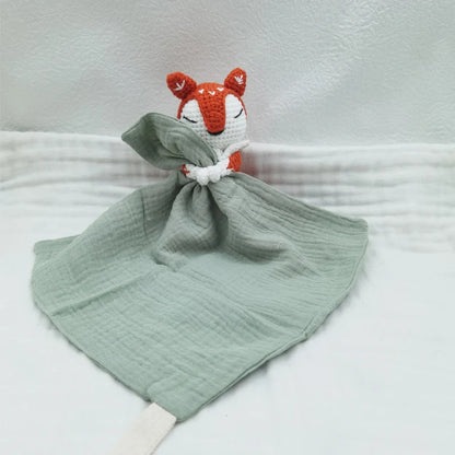 doudou bebe renard avec couverture verte