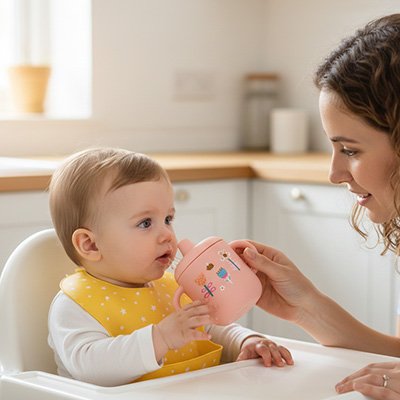 Gobelet bebe rose pour apprentissage