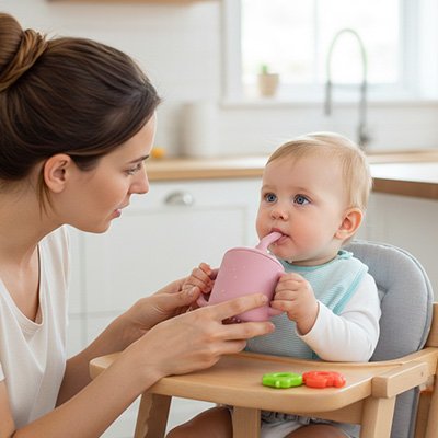 Gobelet bebe rose aman aider bebe pour boir avec son goblet
