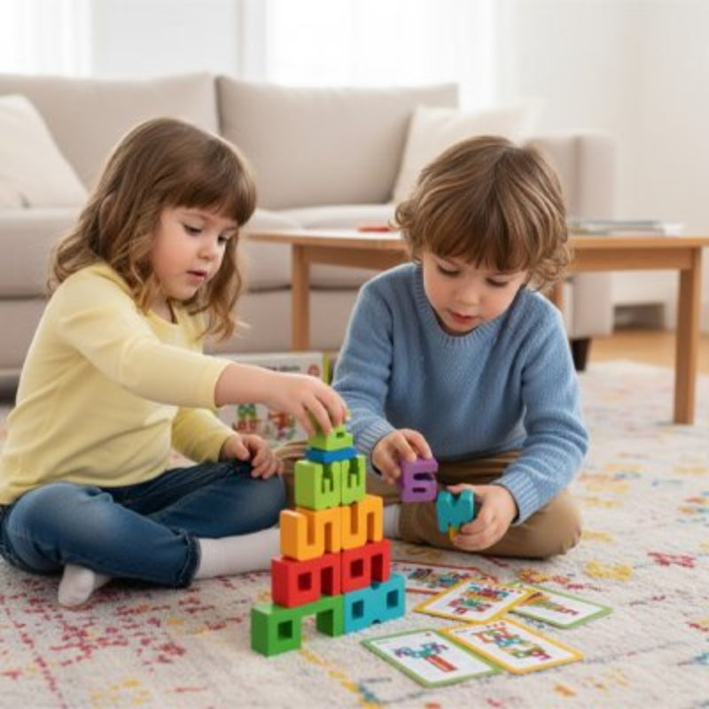 Jeu de construction bois muti-couleurs