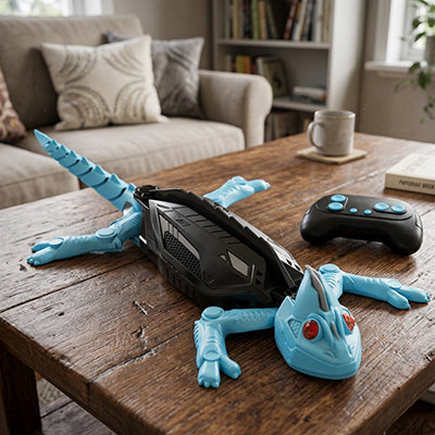 jouet avion lézard noir bleu