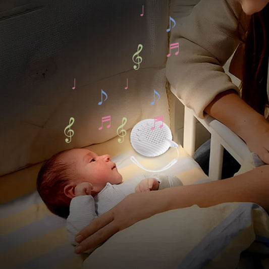 Machine a bruits blancs rechargeable via USB avec batterie longue durée, assurant jusqu’à 23 heures de sons apaisants pour bébé