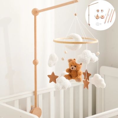 mobile-lit-bébé-support-bois-naturel