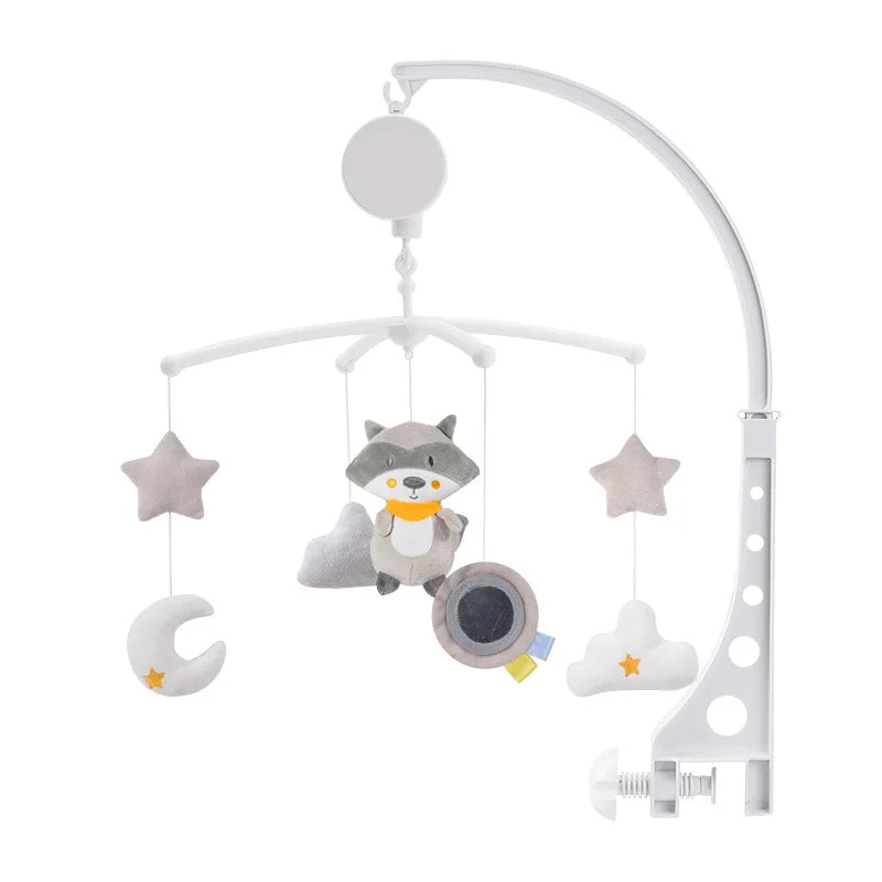 mobile-musical-pour- lit -bebe-raton-laveur-nuages-étoiles-lune