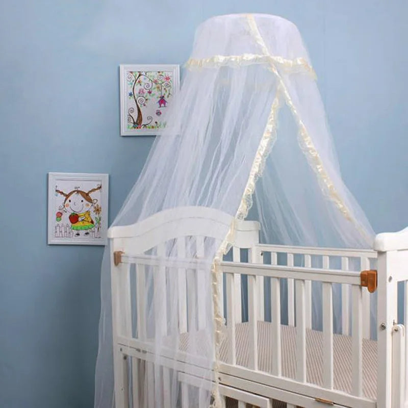 ciel de lit bébé bleu rose blanc tissu respirant confort doux