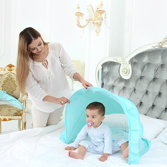 moustiquaire-lit-bebe-bleu-pliable