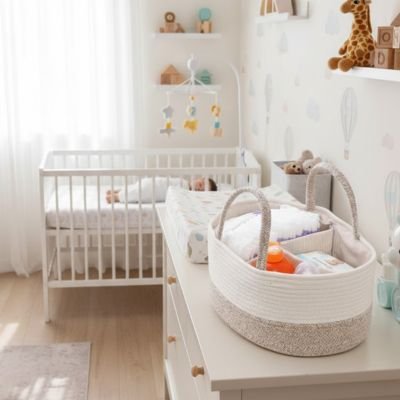 Panier rangement bébé avec plusieurs compartiments