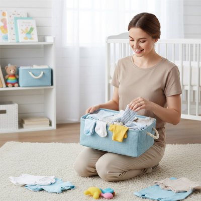 Panier rangement bebe bleu