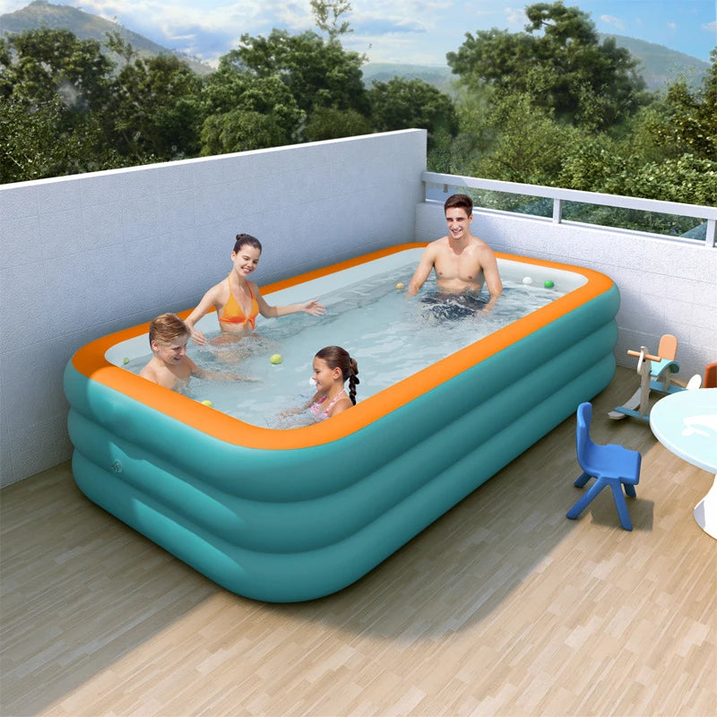 piscine gonflable, résistante, bleue et durable