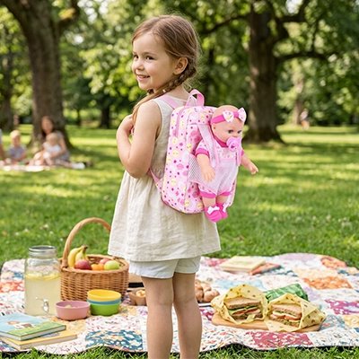 Porte bebe poupee rose et blanc