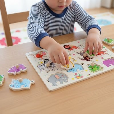 Puzzle bois animaux sauvage