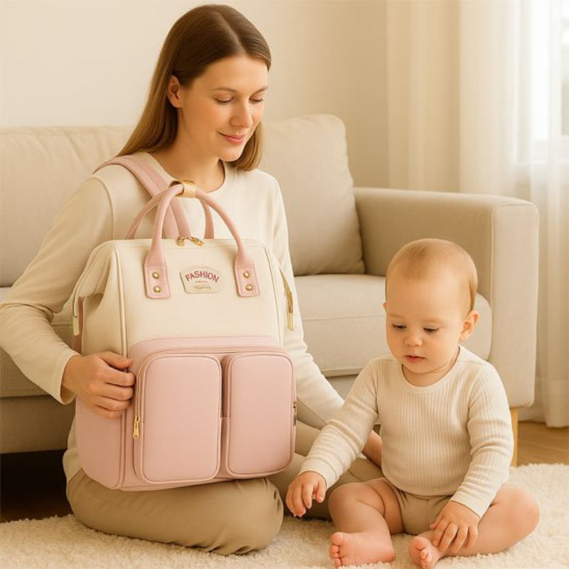 Sac a langer rose et blanc