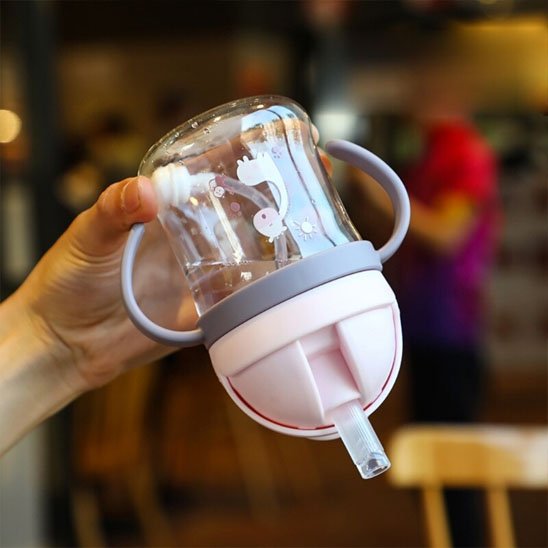 Tasse d'apprentissage bleu et rose