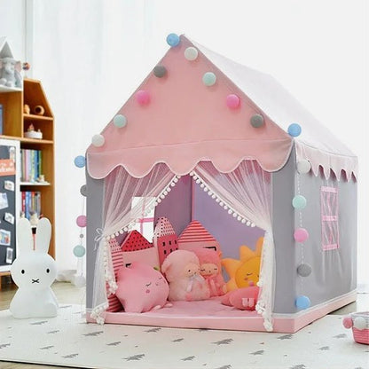 Tente enfant rose gris et portable