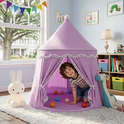 Tente enfant  mauve portable