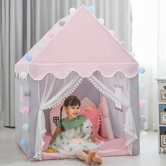 Tente enfant rose et gris