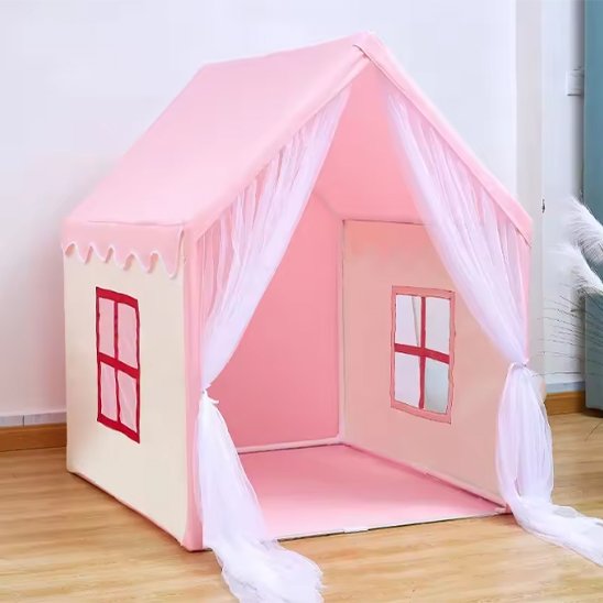 Tente pour enfant rose avec fenêtres